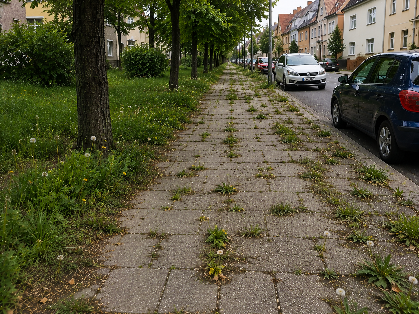 postřik chodníků za účelem potlačení plevelů